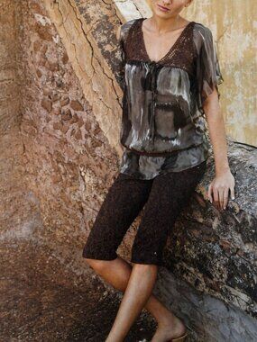 Chiffon Lace Printed Blouse (0261)